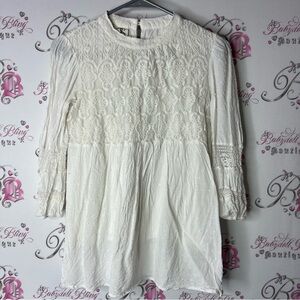 One September blouse long sleeve embroidered White Lace Long Sleeve Dress